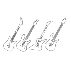 one line drawing: electric guitars, solo 