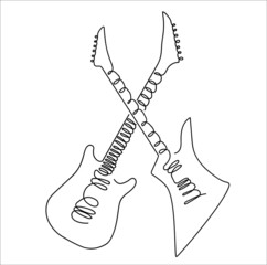 one line drawing: electric guitars, solo 