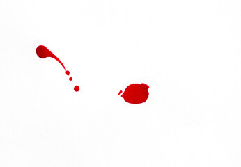 Blood splatters. Red blots of watercolor Realistic bloody splatters for Halloween Drop of blood concept.