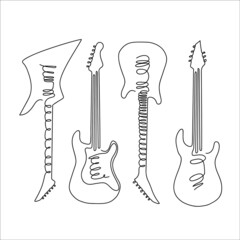 one line drawing: electric guitars, solo 