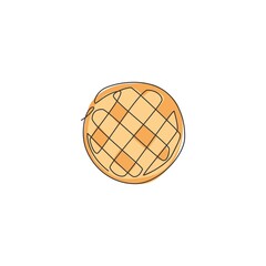 One single line drawing of fresh waffles store logo vector graphic illustration. Breakfast food cafe menu and restaurant badge concept. Modern continuous line draw design street food logotype