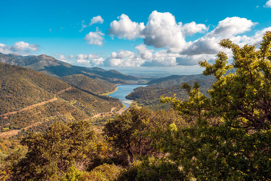 Sardegna, lago e valle di leni, vicino a Vallermosa, Italia, Europa 