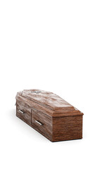 wooden coffin isolated on white