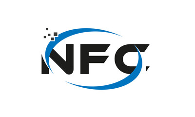 dots or points letter NFC technology logo designs concept vector Template Element