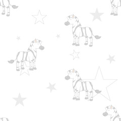 Cute zebra seamless pattern. Animal background. Vector illustration.
