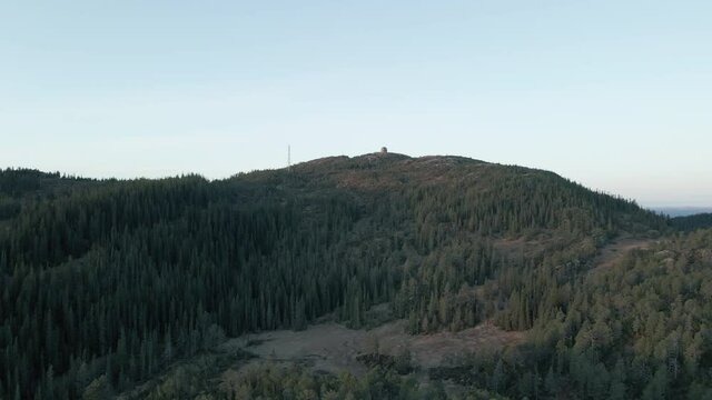 Lush Green Vegetation At Grakallen Mountain In Bymarka Area In Trondelag County, Norway. aerial