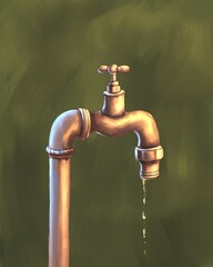 The gold faucet with drops