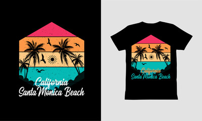 Santa Monica Beach California Palms,California Gift , Vacation,Beach t shirt design.