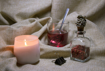 Group of the objects for practices drawing and paint on cotton , Template of study art . Composition of arts