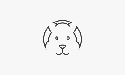 line icon head hamster isolated on white background.