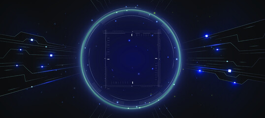 Obraz premium technology background and power button and main board or CPU and transistor processing and digital encryption