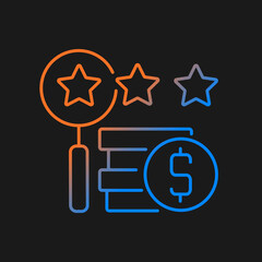 Appraising process gradient vector icon for dark theme. Item expertising. Examine and inspect antiques and property. Thin line color symbol. Modern style pictogram. Vector isolated outline drawing