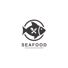 Sea food simple flat logo vector illustration