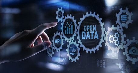 Open data database integration api internet technology concept.