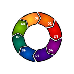 Hand drawn cycle diagram chart, 8 steps processes with numbers