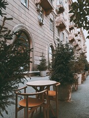 table and chairs on the street