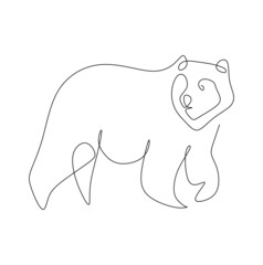 Continuous single line drawing of  a bear. simple hand drawn style design for animal company logo or bird lover campaign.