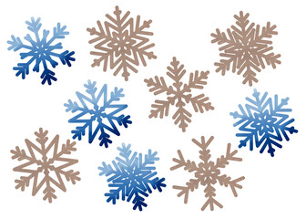 Decorative snowflakes clip art. Winter elements set on white background