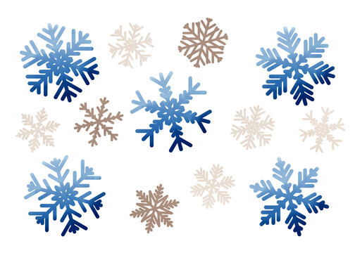 Decorative snowflakes clip art. Winter elements set isolated