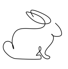 Bunny rabbit line art icon. Abstract outline rabbit. Hand drawn minimalism style