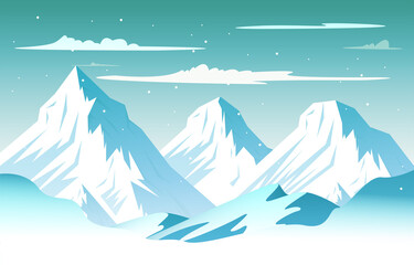 Snow High Peak Mountain Frozen Ice Nature Landscape Adventure Illustration