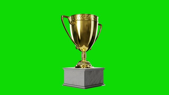 goldish champions chalice rotates on chroma key screen , isolated - loop video