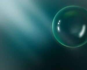 Abstract digital green background with a shining bubble