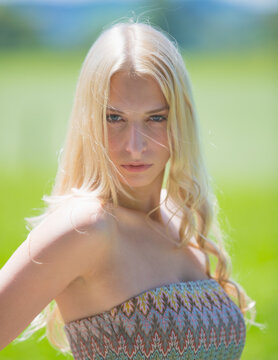 Beautiful blond woman outdoor