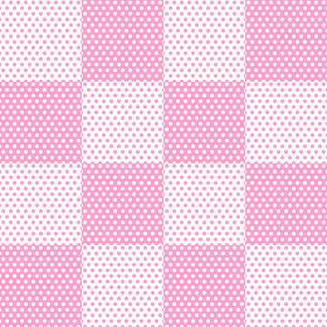 seamless pretty cute pink and white polka dots chessboard pattern background suitable for floor interior printing
