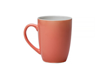 Forfor pink cup on white isolated background. Kitchen utensils.