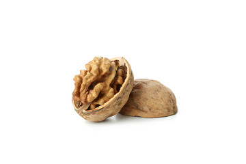 Walnut isolated on white background, close up