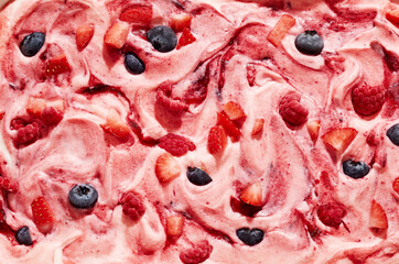 Gourmet berry ice cream with raspberry, strawberry and blueberry © exclusive-design