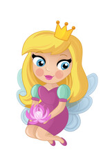 cartoon scene with happy elf princess illustration