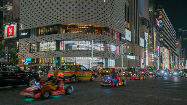 People have fun with Mario cart at Shibuya, Tokyo - Japan