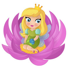 cartoon scene with happy elf princess illustration