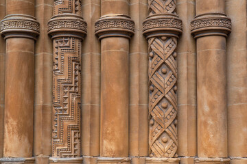 Detail of the entrance portal of the church of Saint Remi in the town of Charleville-Mézière in France