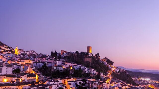 The time-lapse footage of the castle of the villa in the city of Martos province of Jaen, Spain.