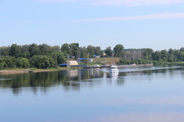 The upper reaches of the Volga River - a view of the shore from the ship