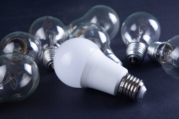 there are light bulbs on the table. concept idea