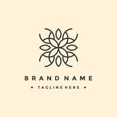 Premium elegant logo design concept. Yoga meditation logomark illustration. Can represent spa, hotel, boutique, floral, mandala, eco.