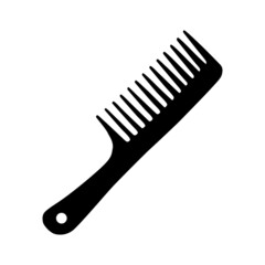 Comb icon. Black silhouette of a comb. A tool for untangling and combing tangled wet and dry hair. Vector illustration isolated on a white background for design and web.