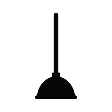 recommend clip art: Plunger icon. Black silhouette. A tool for removing blockages in plumbing equipment. Illustration in a simple flat style for design and web.