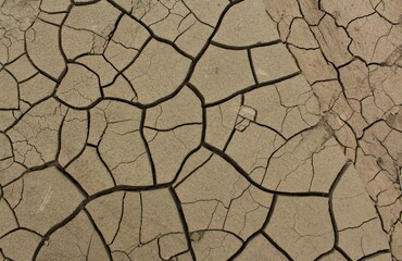 Dry and cracked land, dry due to lack of rain. Effects of climate change such as desertification...