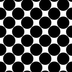 Abstract fashion monochrome polka dots background. Black and white seamless pattern with textured circles. Template design for invitation, poster, card, flyer, banner, textile, fabric. Halftone card