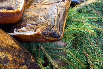 speck exhibition: smoked ham, a typical product of South Tyrol