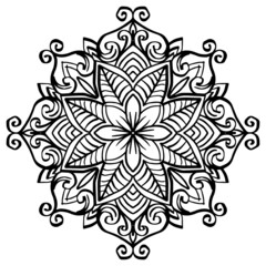 Outline mandala decorative round ornament. Hand drawing illustration.