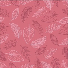 Hand Drawn Leaf Pattern Seamless. For web, print, home decoration, textile, wrapping paper, wall art, and many more.