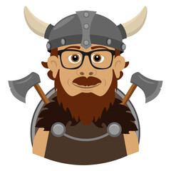 Viking cosplayer. Vector illustration on the theme of historical reconstruction.