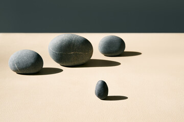 Fototapeta na wymiar Sea pebbles minimalist composition
