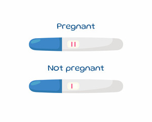 Fototapeta premium Positive and negative pregnancy tests isolated on white background. Vector illustration